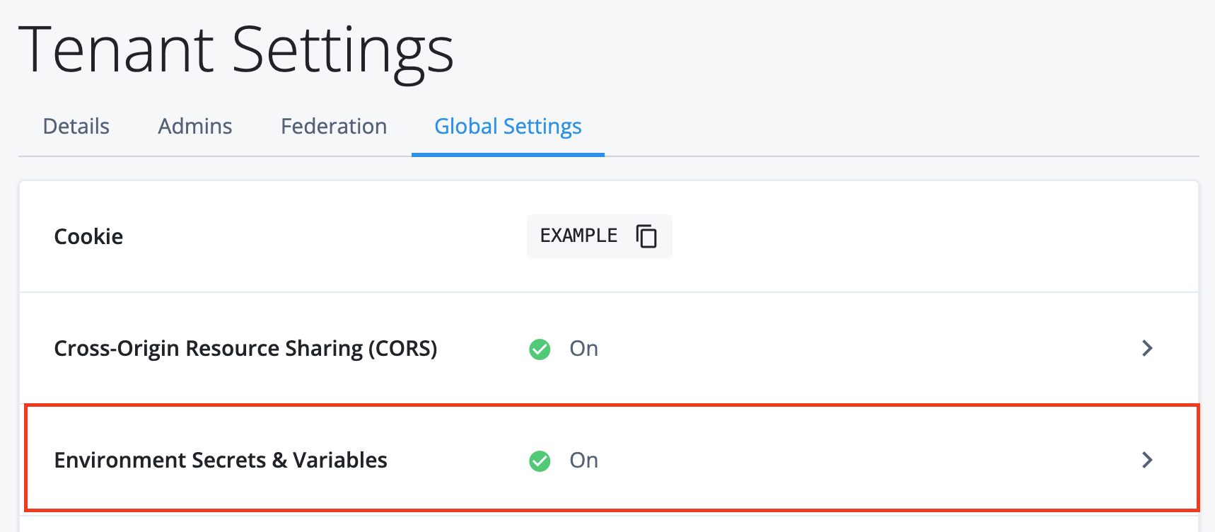 ESVs in Tenant Settings