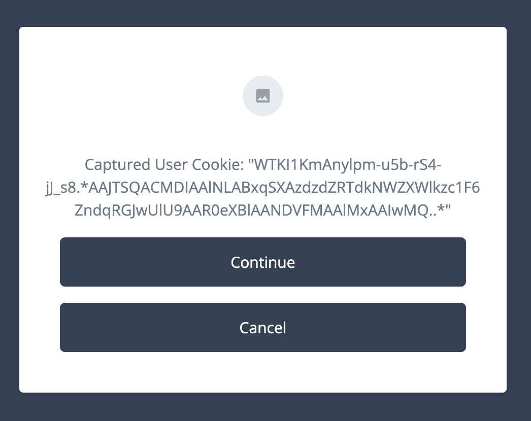 Screenshot of the User’s Cookie in User State