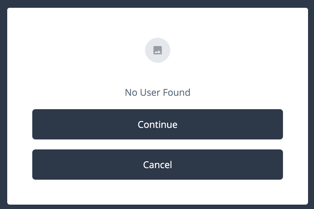 Screenshot of no user found in state