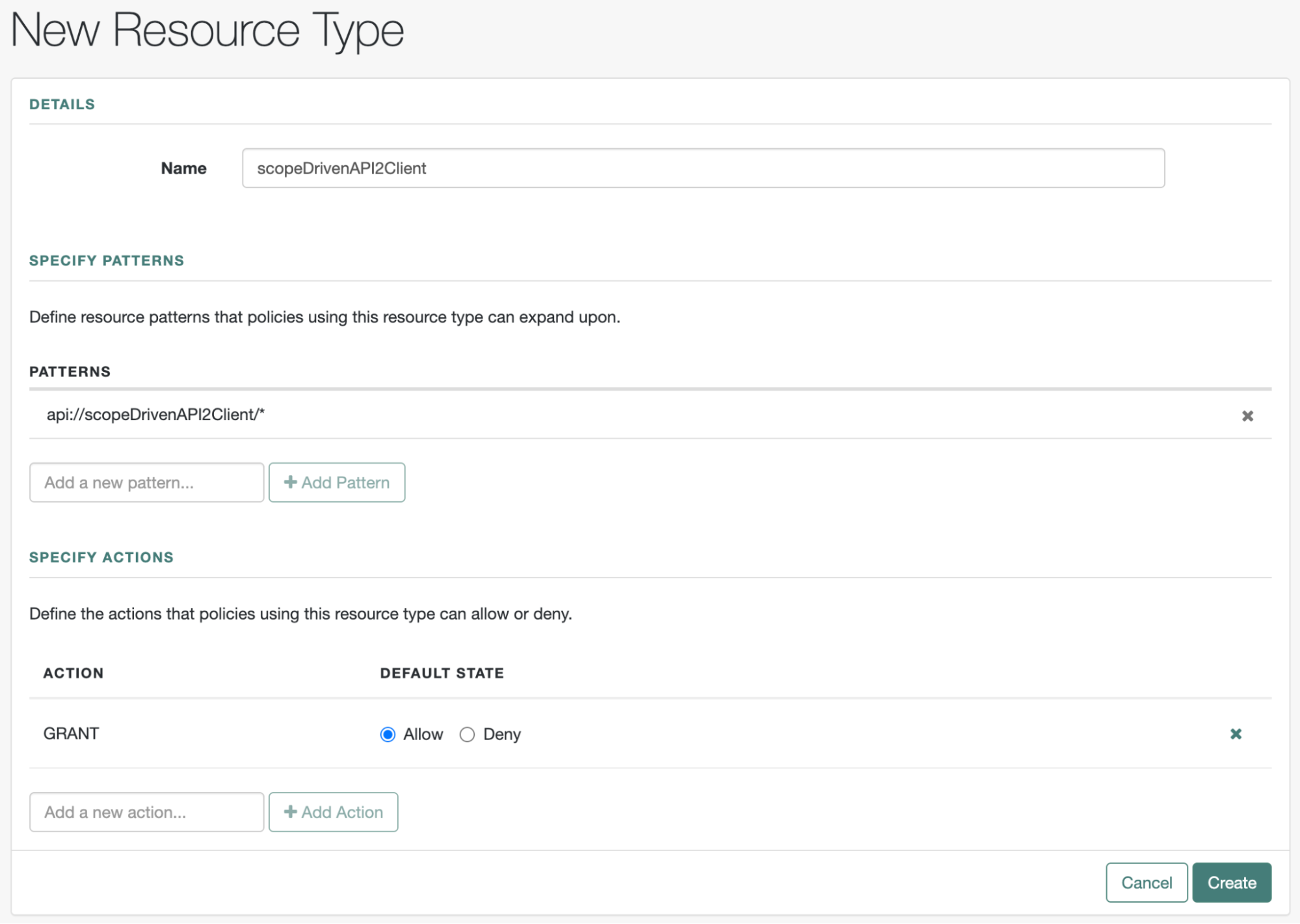 Screenshot of Configuring the Resource Type