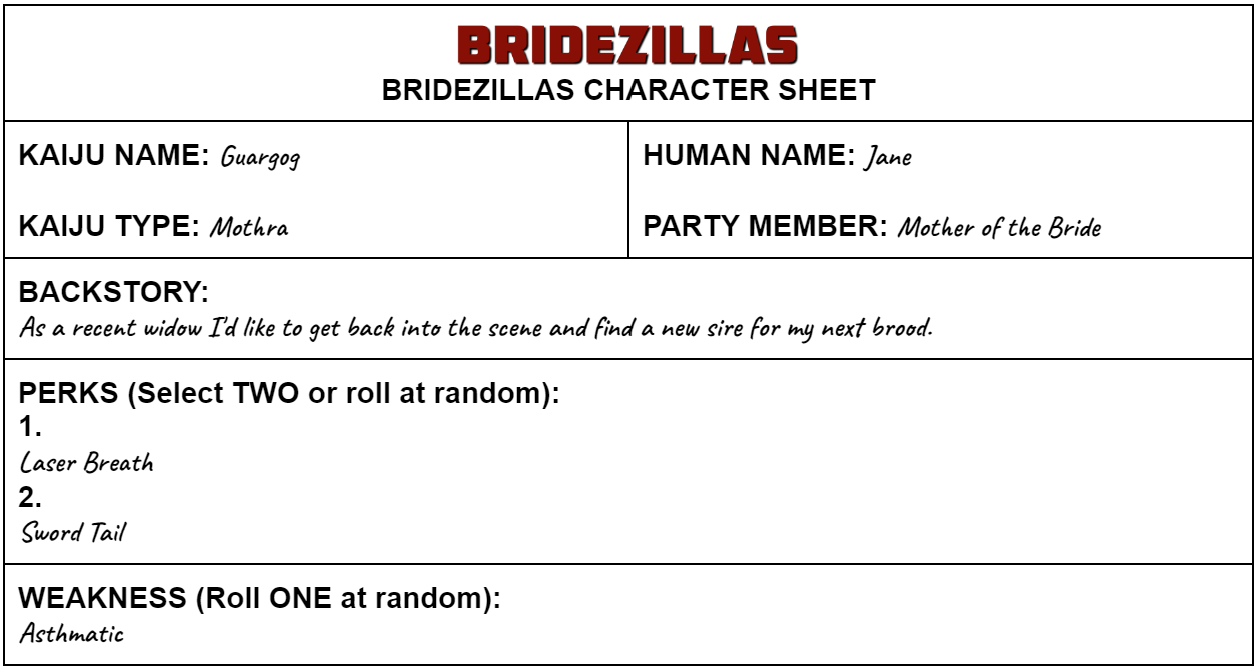 Bridezillas v1 kaiju character sheet