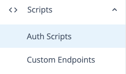 A screenshot of the Auth Scripts tab in the Admin UI